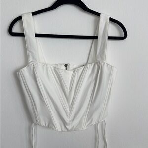 Peppermayo White Ruched Bustier cropped tank size small